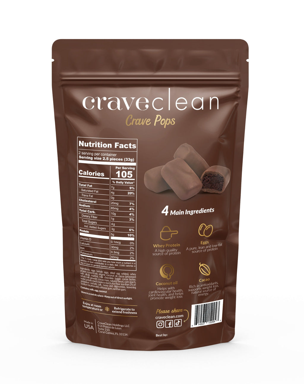 Protein Crave Pops | 5 Pop Bag | 8 Bags per Box- Wholesale