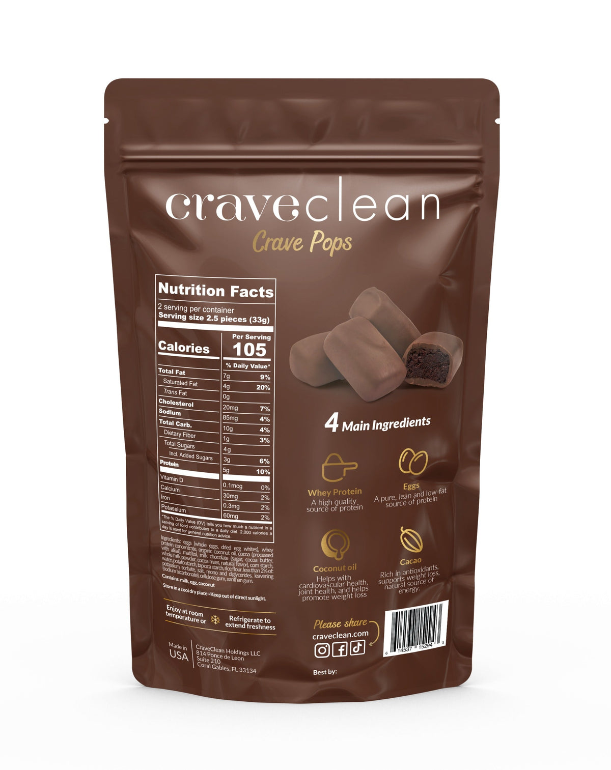 Protein Crave Pops | 5 Pop Bag | 8 Bags per Box- Wholesale