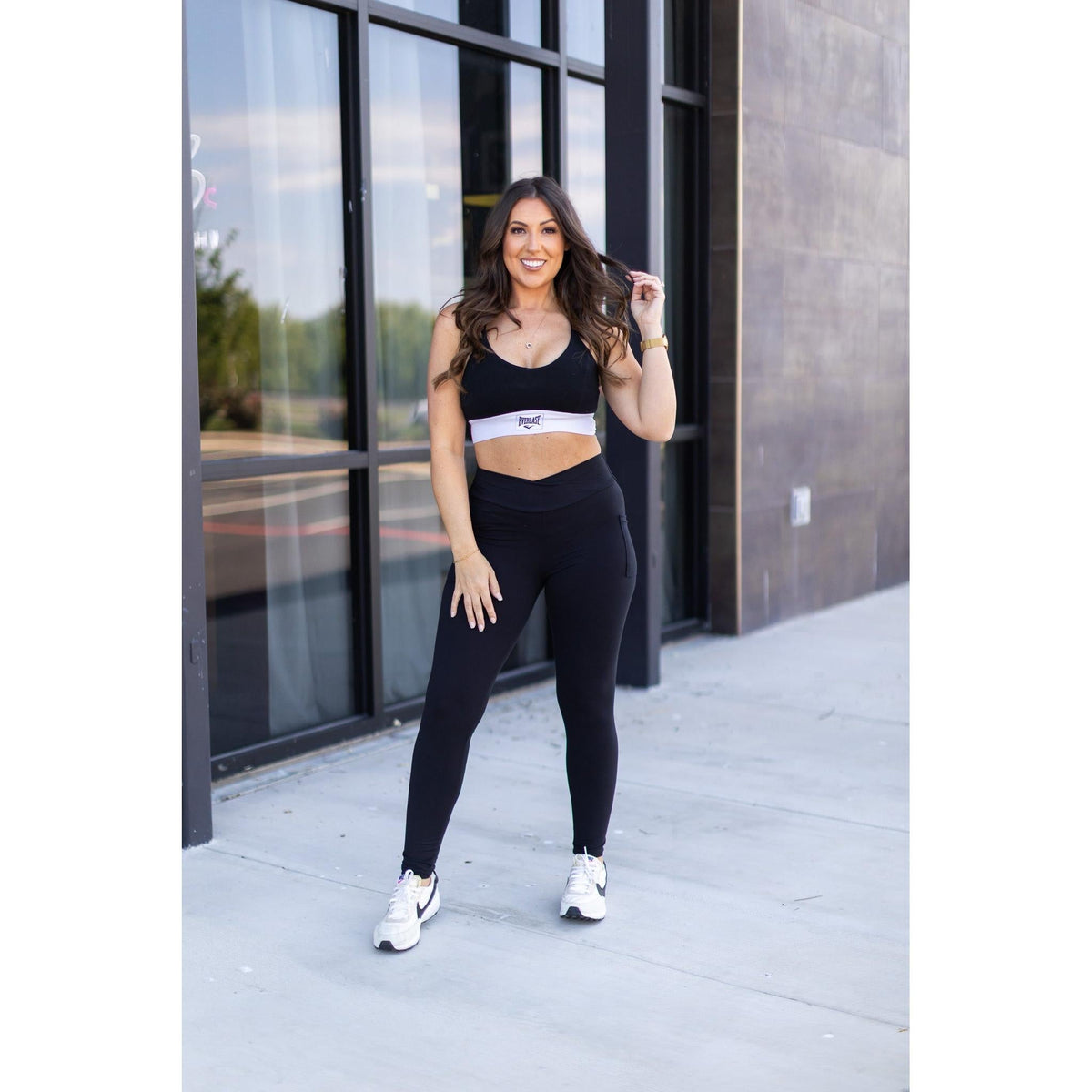 Stephanie - Crossover BLACK Pocket Full Length Leggings
