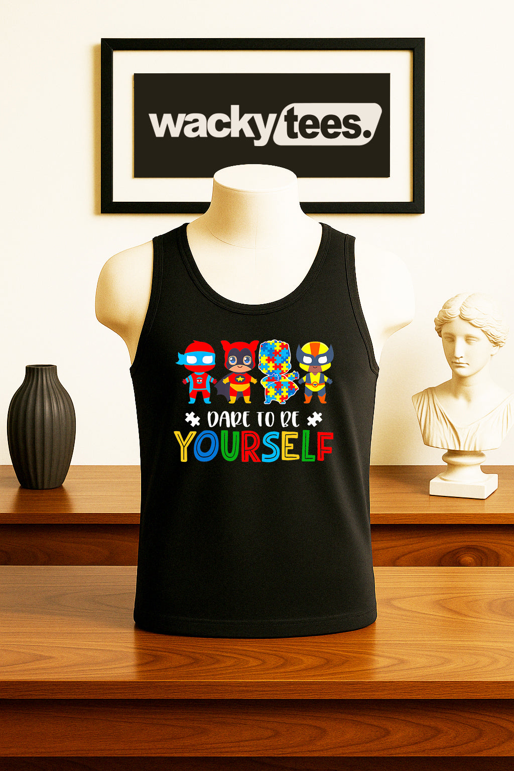 Dare To Be Yourself Super Hero Autism Awareness Graphic Tee Shirt