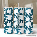 Sparkly Blue Tooth Pattern 20oz Personalized Tumbler With Lid and Stainless Steel Straw, Dental Hygienist Gift Cup
