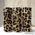 Wild Leopard Spot Pattern 20oz Personalized Tumbler With Lid and Stainless Steel Straw, Stylish Wildlife Gift Cup