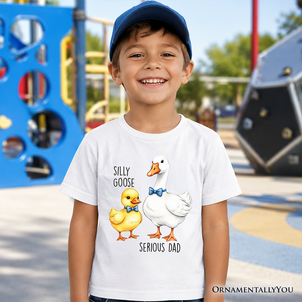 Kids Silly Goose Serious Dad Tie T-Shirt, Cute Duo Youth Tee