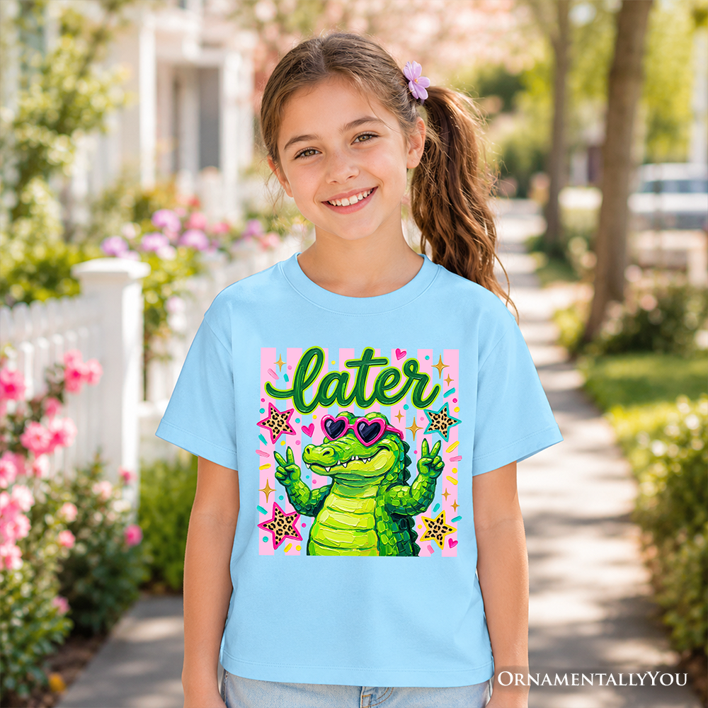 Later Alligator Kids T-Shirt, Funny Coquette Animal Tee for Youth Girls