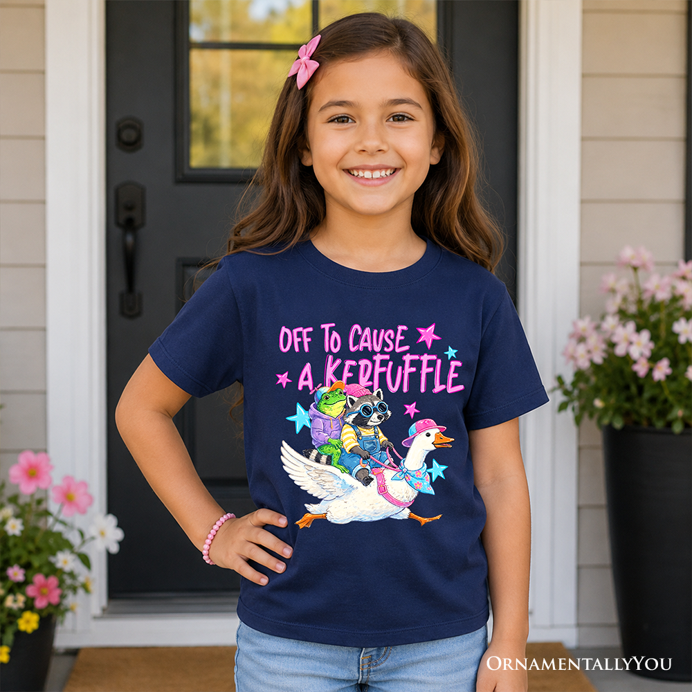 Off To Cause A Kerfuffle Kids T-Shirt, Funny Animal Youth Tee