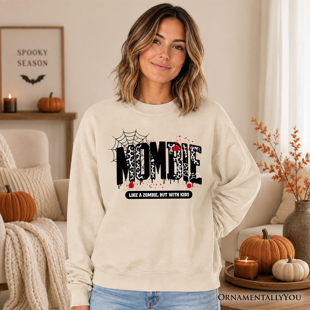 Mombie Like a Zombie Sweatshirt, Funny Halloween Mom Horror Sweater