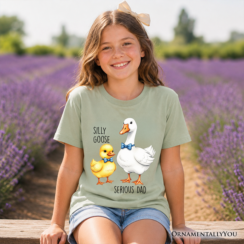 Kids Silly Goose Serious Dad Tie T-Shirt, Cute Duo Youth Tee
