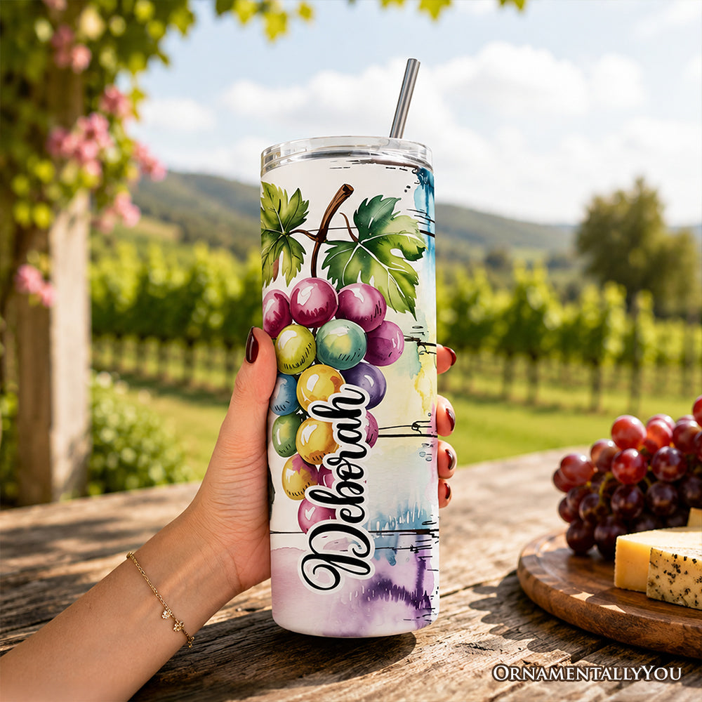 Summer Water Is Wine 20oz Personalized Tumbler With Lid and Stainless Steel Straw, Funny Wine Quote Gift Cup