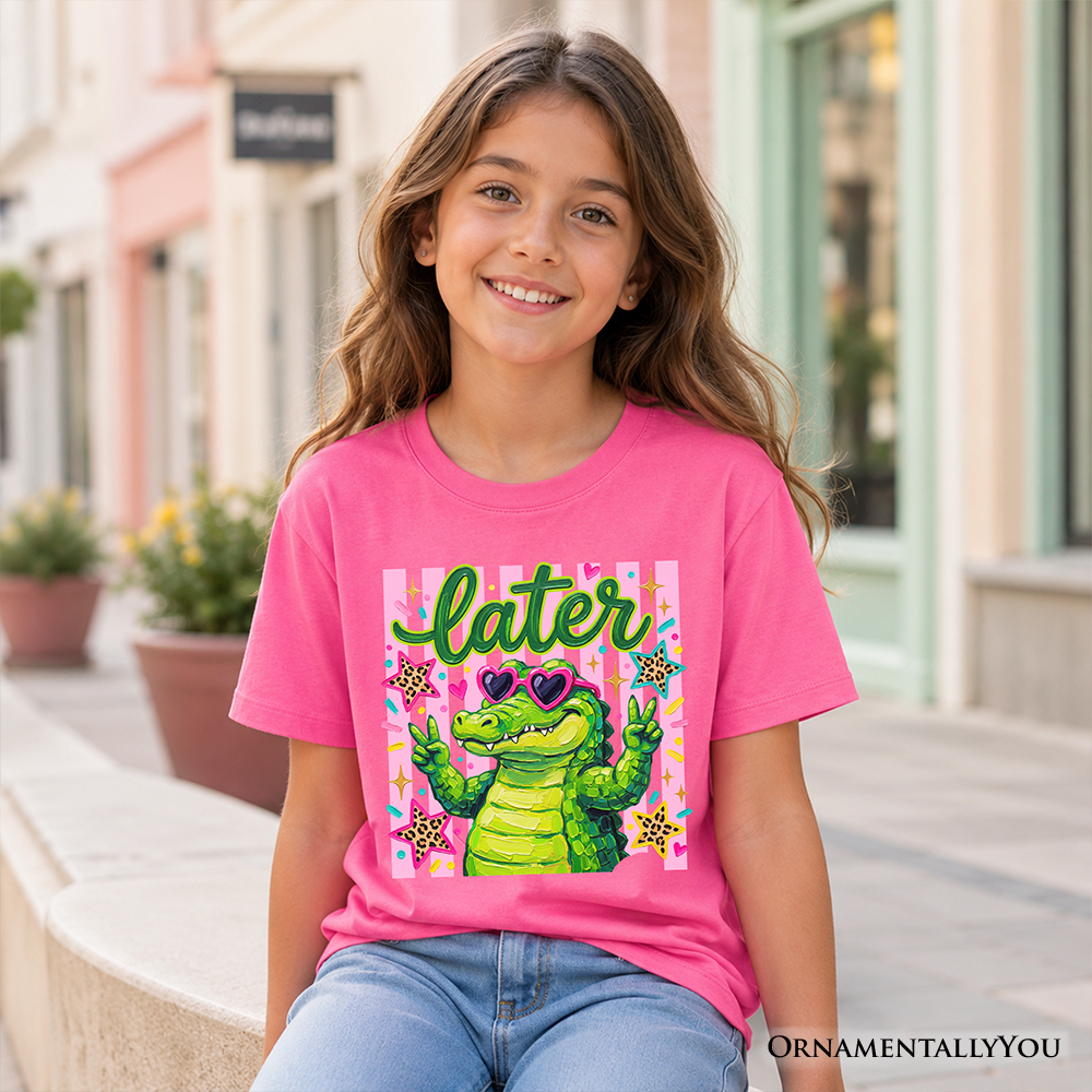 Later Alligator Kids T-Shirt, Funny Coquette Animal Tee for Youth Girls