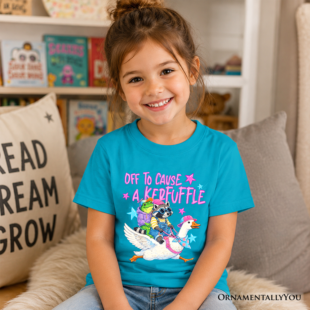 Off To Cause A Kerfuffle Kids T-Shirt, Funny Animal Youth Tee