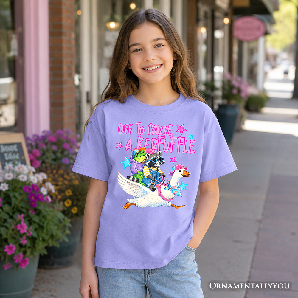 Off To Cause A Kerfuffle Kids T-Shirt, Funny Animal Youth Tee