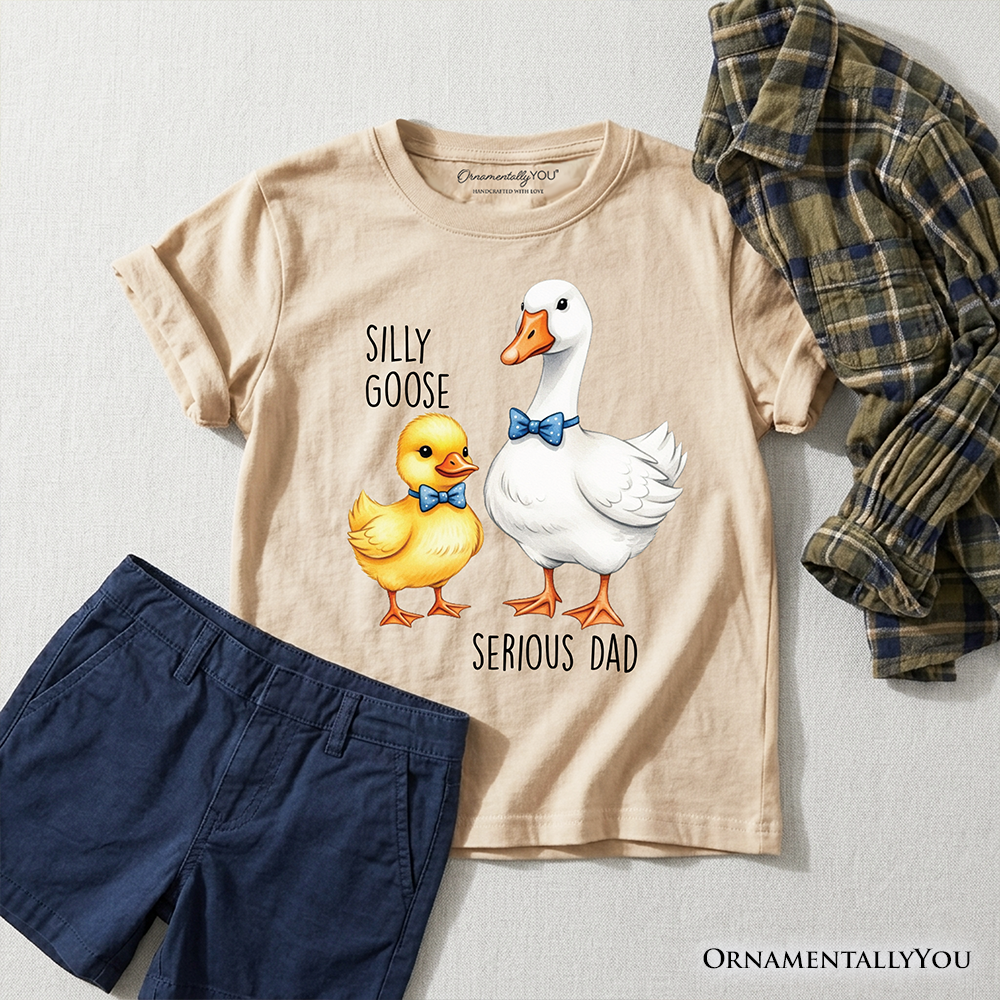 Kids Silly Goose Serious Dad Tie T-Shirt, Cute Duo Youth Tee