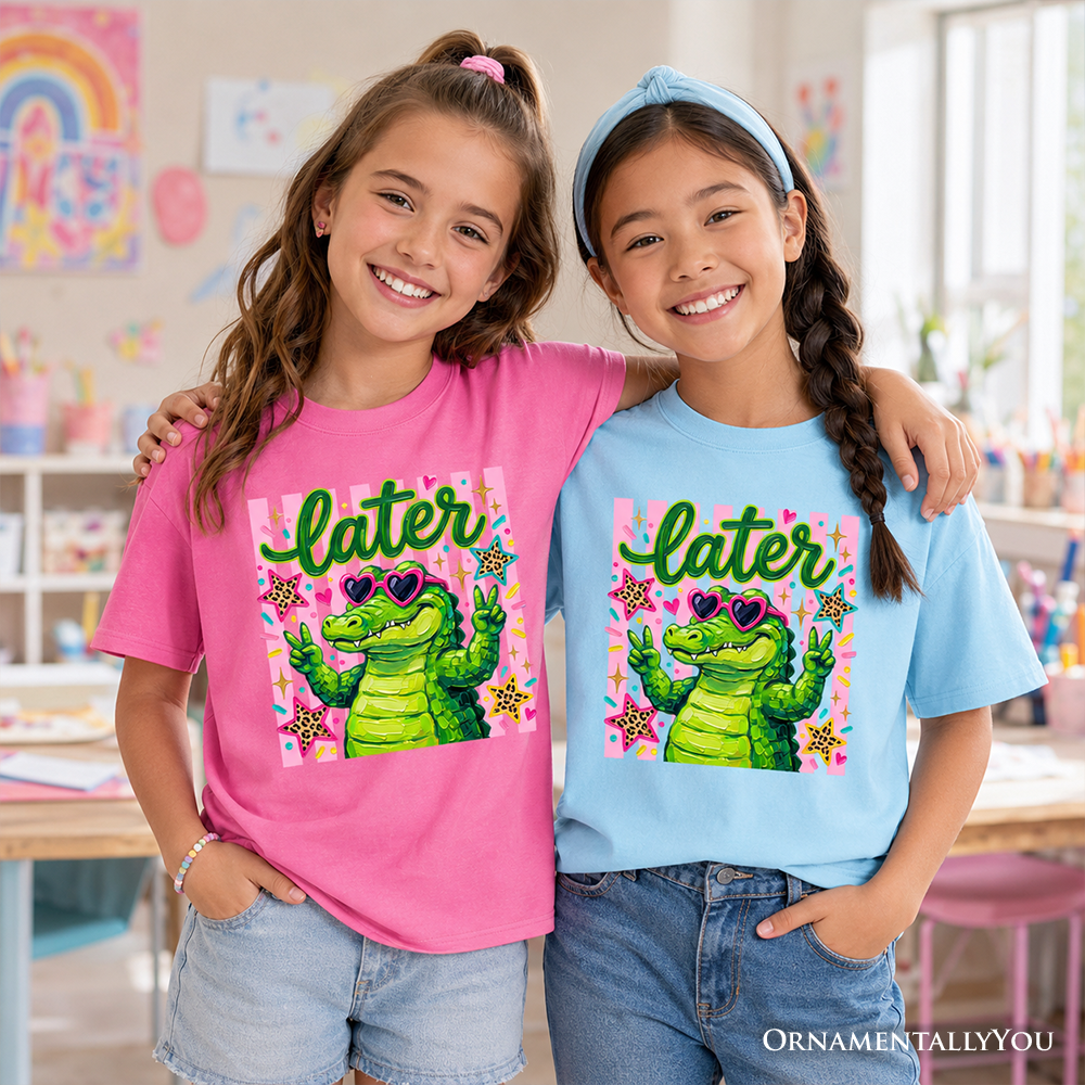 Later Alligator Kids T-Shirt, Funny Coquette Animal Tee for Youth Girls