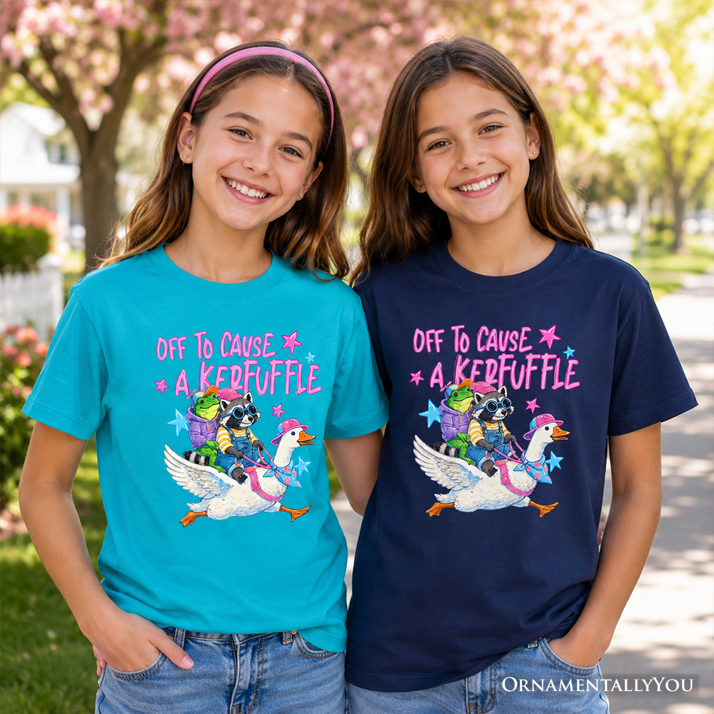 Off To Cause A Kerfuffle Kids T-Shirt, Funny Animal Youth Tee