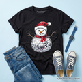 Kids Disco Snowman Christmas T-Shirt, Retro Holiday Youth Tee for Dancers