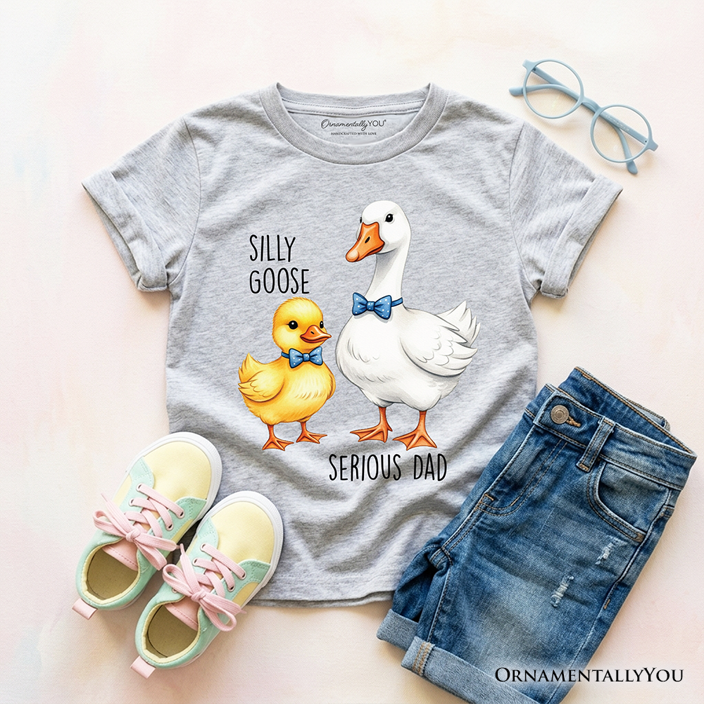 Kids Silly Goose Serious Dad Tie T-Shirt, Cute Duo Youth Tee