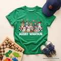 Kids Merry Woofmas Dog T-Shirt, Dogs With Santa Hats Christmas Youth Tee