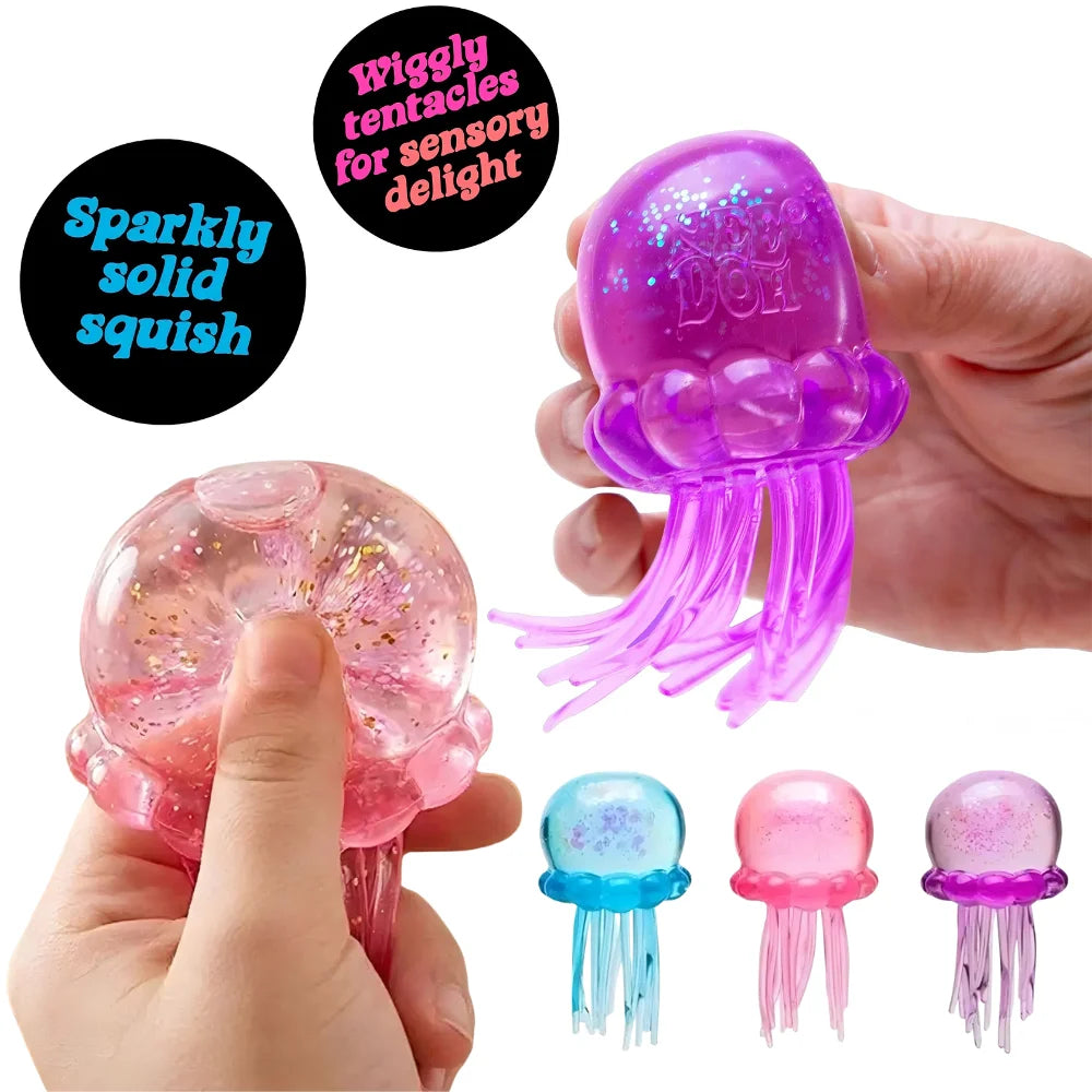 Trending Nee Doh Jellyfish & Cube Squish Toy, Squeeze Stress Relief Fidget, Sensory NeeDoh for Kids & Adults