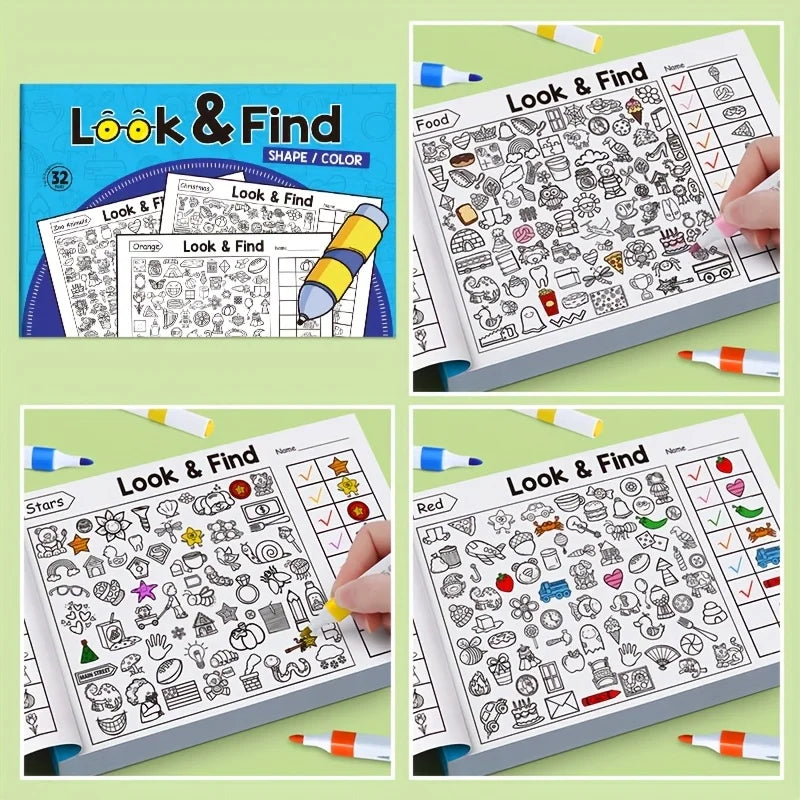 Look and Find Shape/Color Workbook | Children's Search and Coloring Activity Book