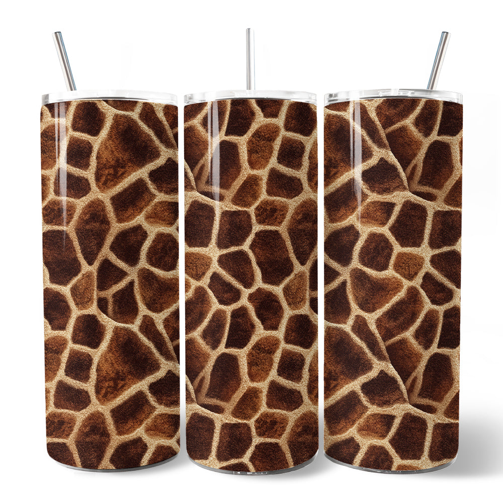 Safari Giraffe Print 20oz Personalized Tumbler With Lid and Stainless Steel Straw, Stylish Wildlife Gift Cup