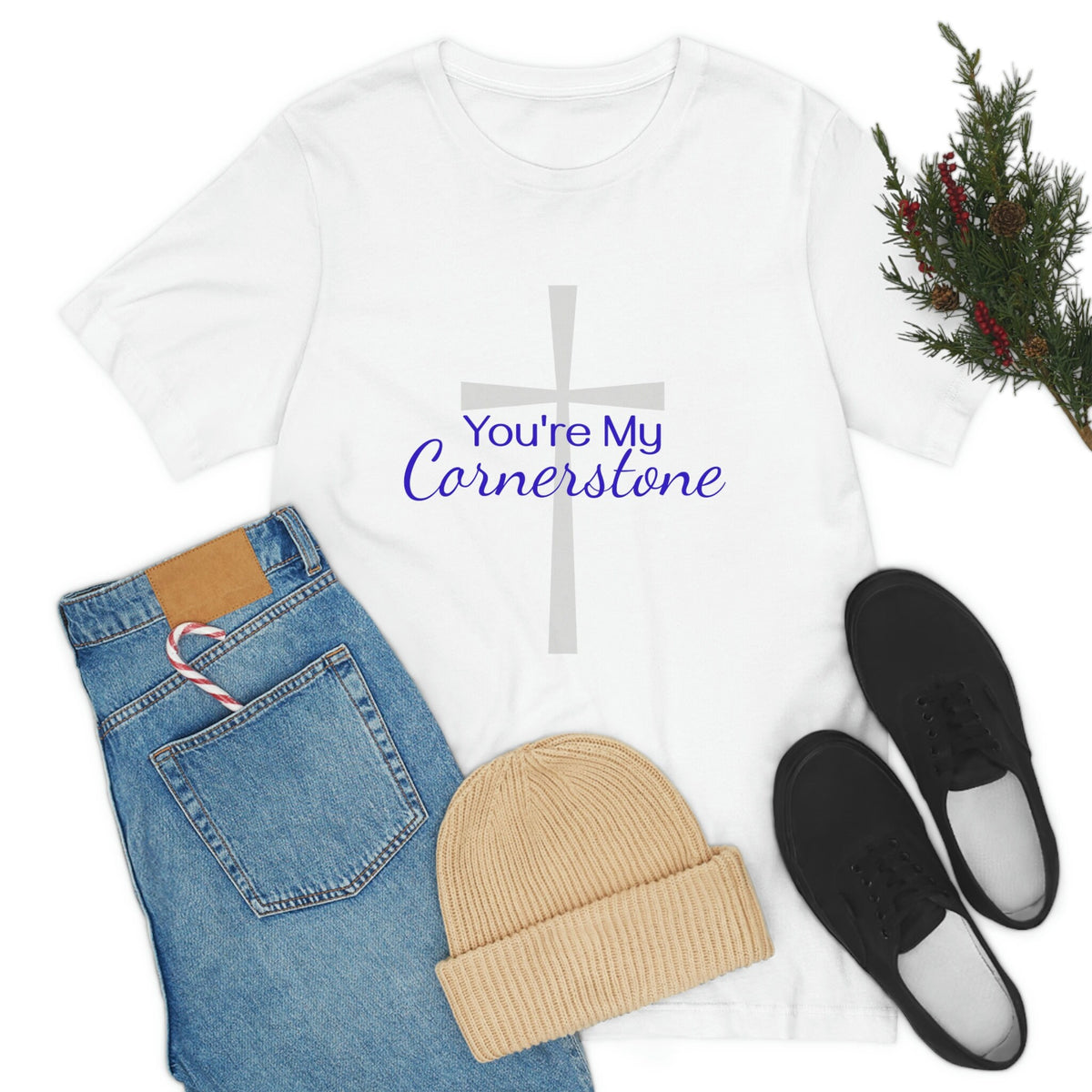 You're My Cornerstone Christian Music Song Shirt T-Shirt Women Men God Jesus Religious Gift Church White Unisex Jersey Short Sleeve Tee
