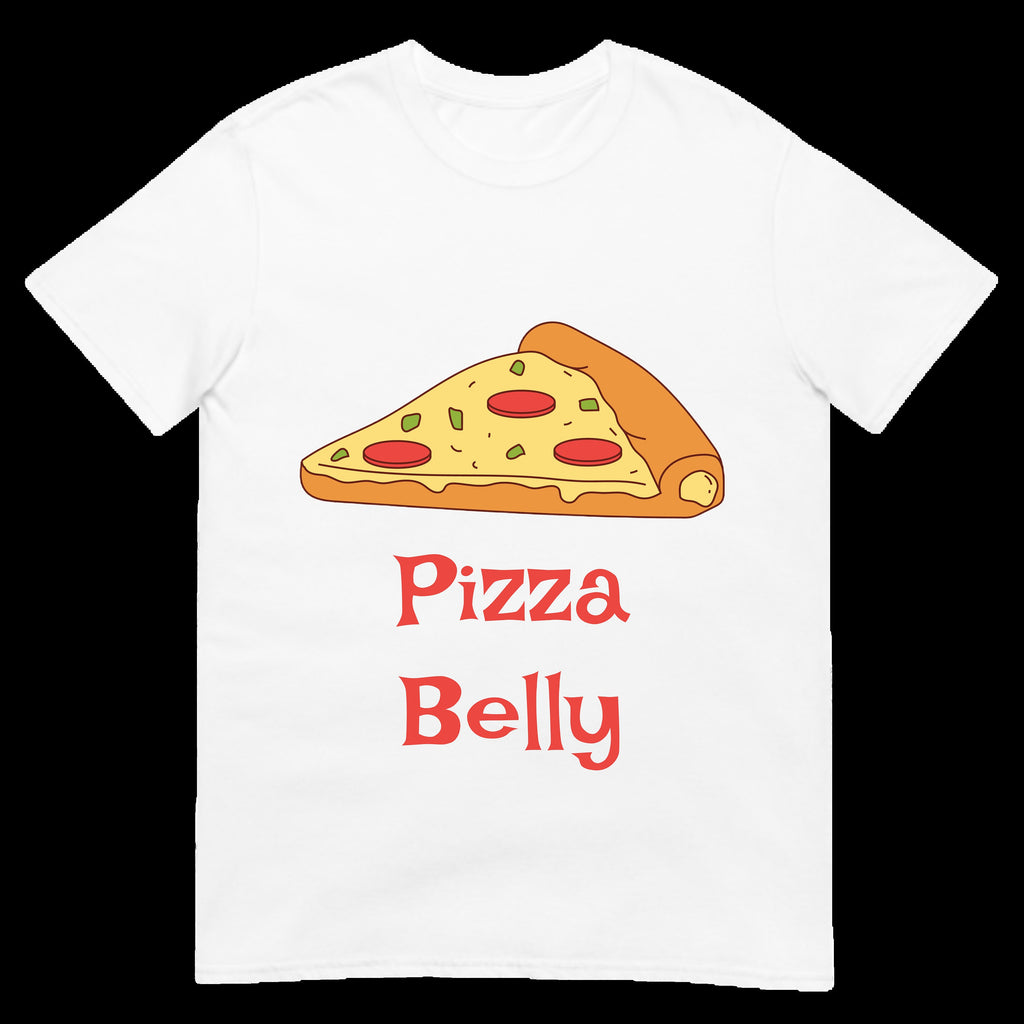 Pizza Belly Funny Shirt Adorable Tummy Cheese Pepperoni Slice Cute Chubby Baby Toddler Boy Girl Child Kids White T-shirt Heavy Cotton Tee
