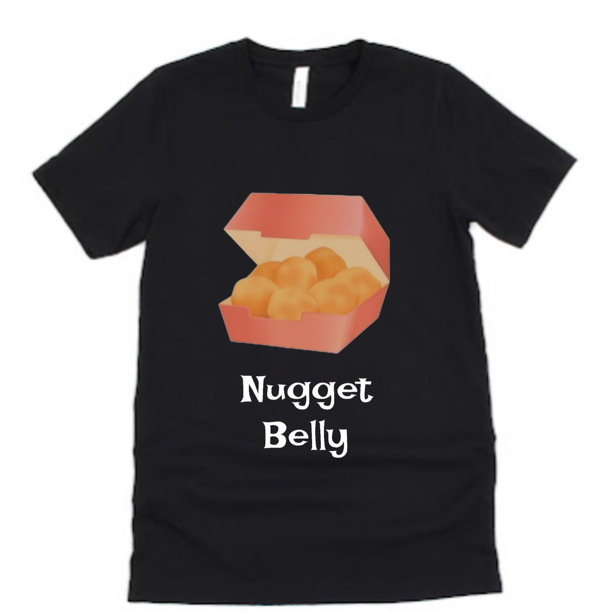 Chicken Nugget Belly Funny Food Nug Shirt Black Tummy Baby Toddler Boy Girl Infant Child Kids T-shirt Heavy Cotton Tee