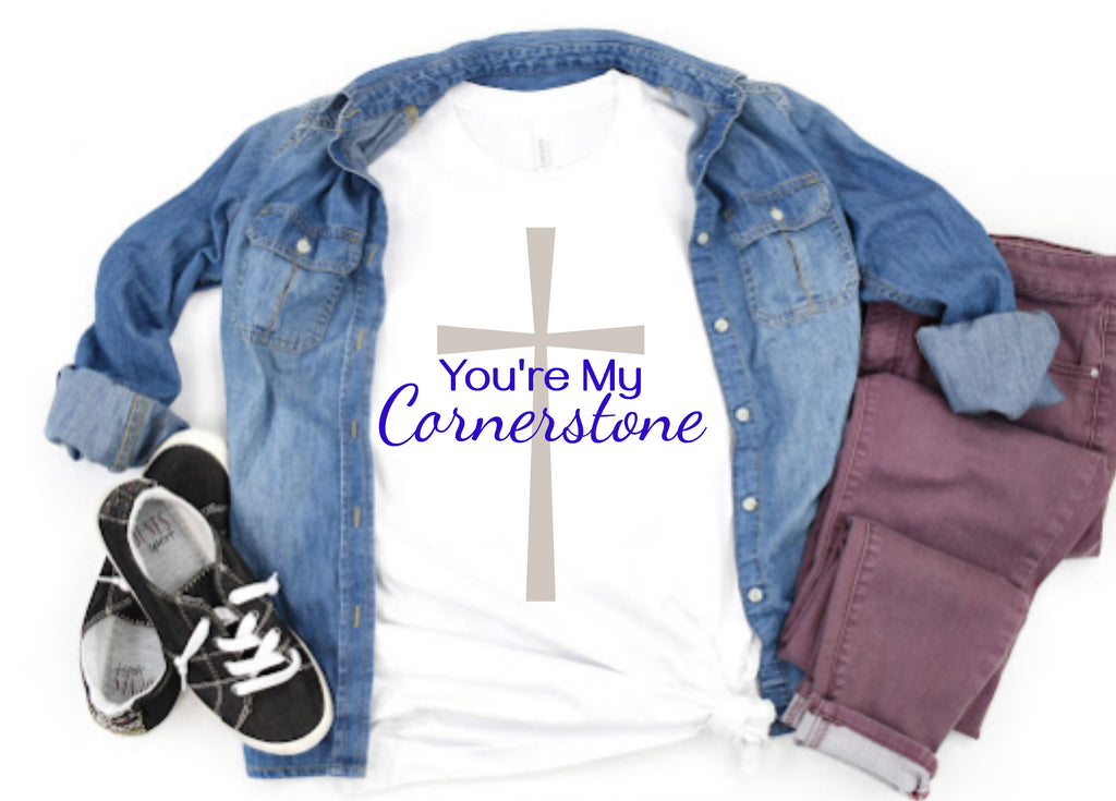 You're My Cornerstone Christian Music Song Shirt T-Shirt Women Men God Jesus Religious Gift Church White Unisex Jersey Short Sleeve Tee