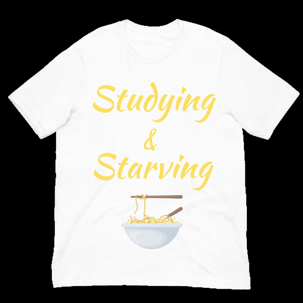 Studying & Starving College Student Black Short-Sleeve Unisex T-Shirt Soup Noodles Mens Womens