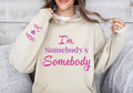 I'm Somebody Couples Valentine's Day Love Personalized Name Pink Purple Heart Custom Sleeve Sand Shirt Sweatshirt Women Ladies Unisex Hoodie